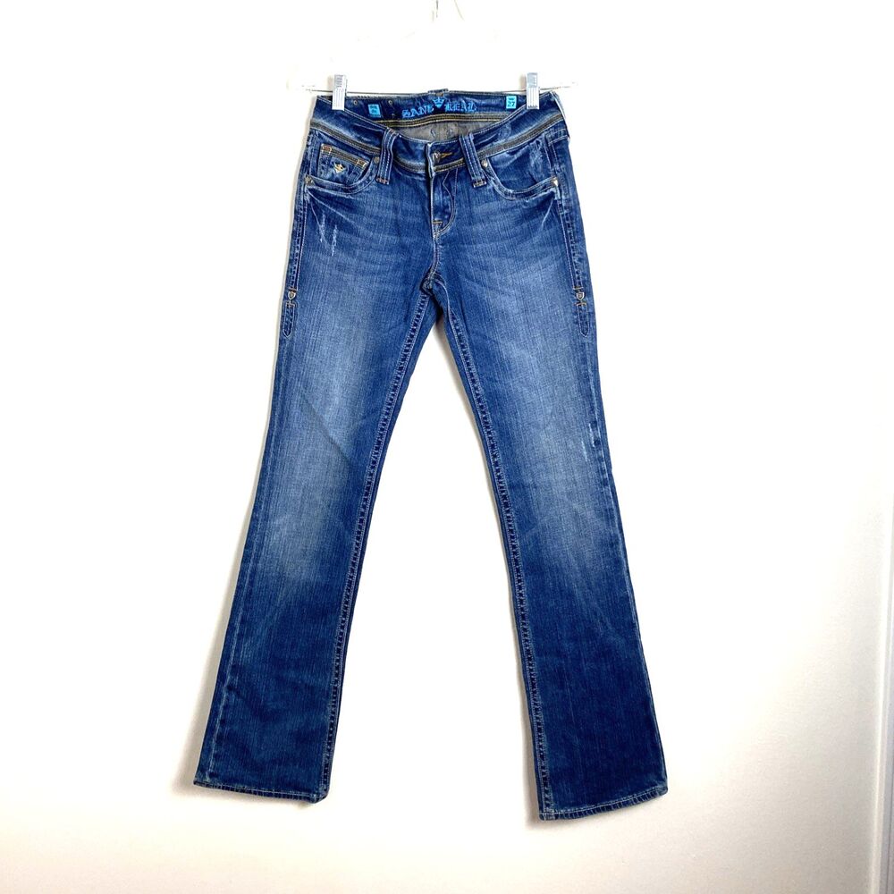 Sang Real Bootcut Jeans Women’s 27 Blue Low Rise Medium Wash Studded Pockets